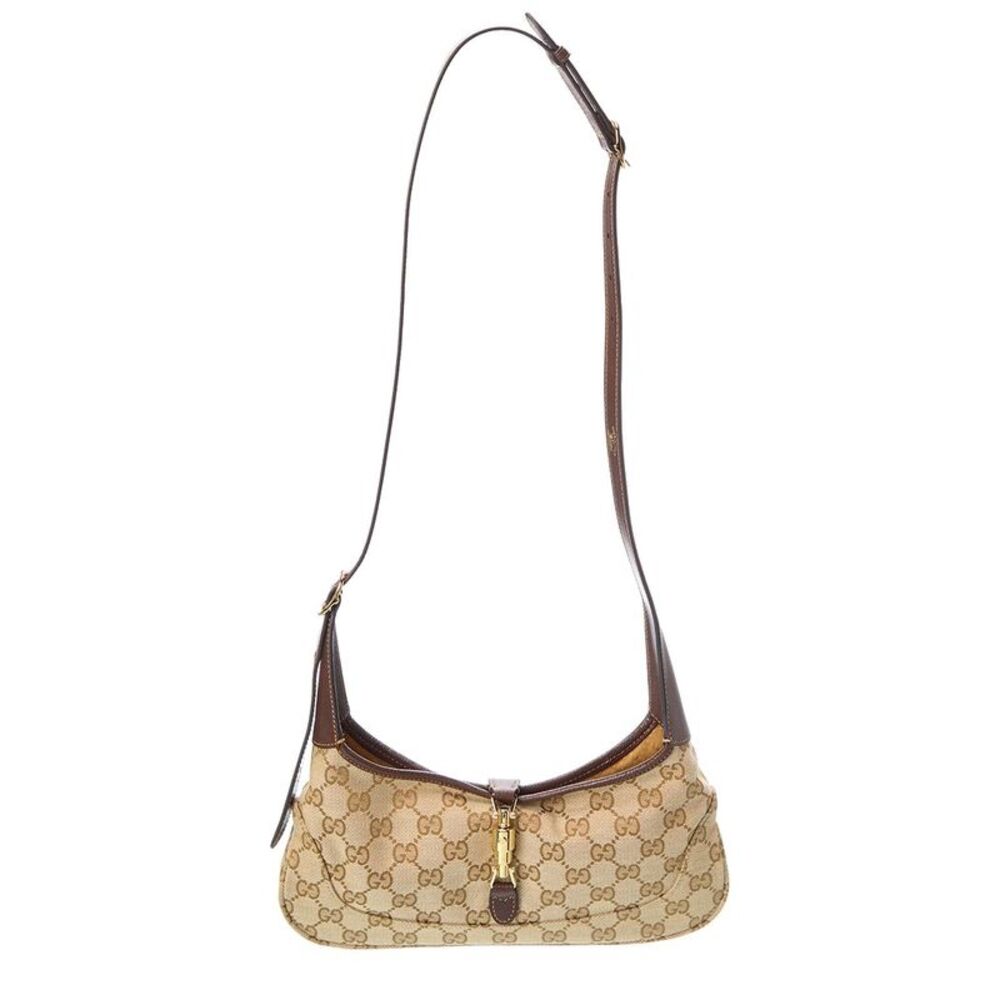 Gucci Jackie Slim Medium Canvas & Leather Hobo Bag, Brown